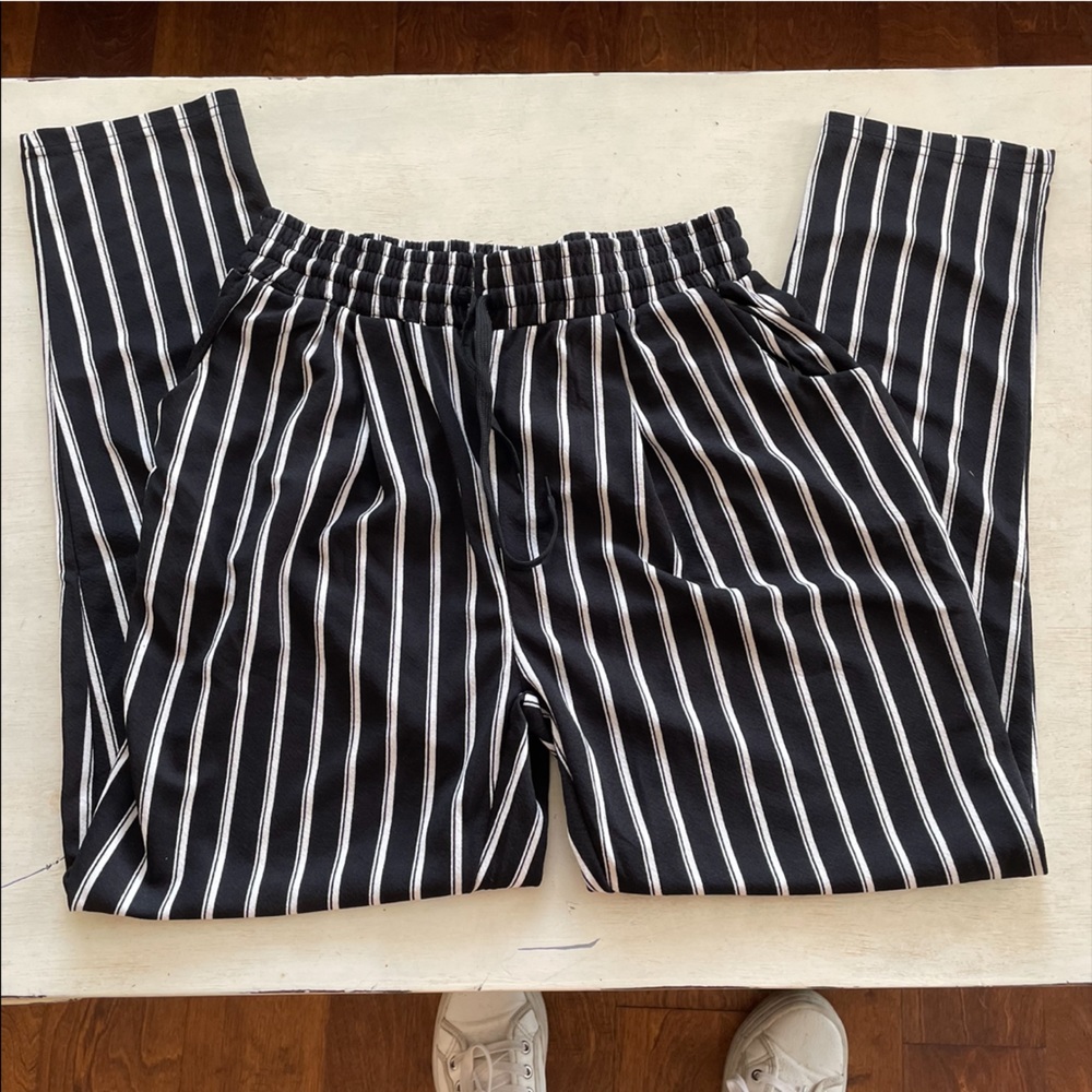Striped drawstring work pants